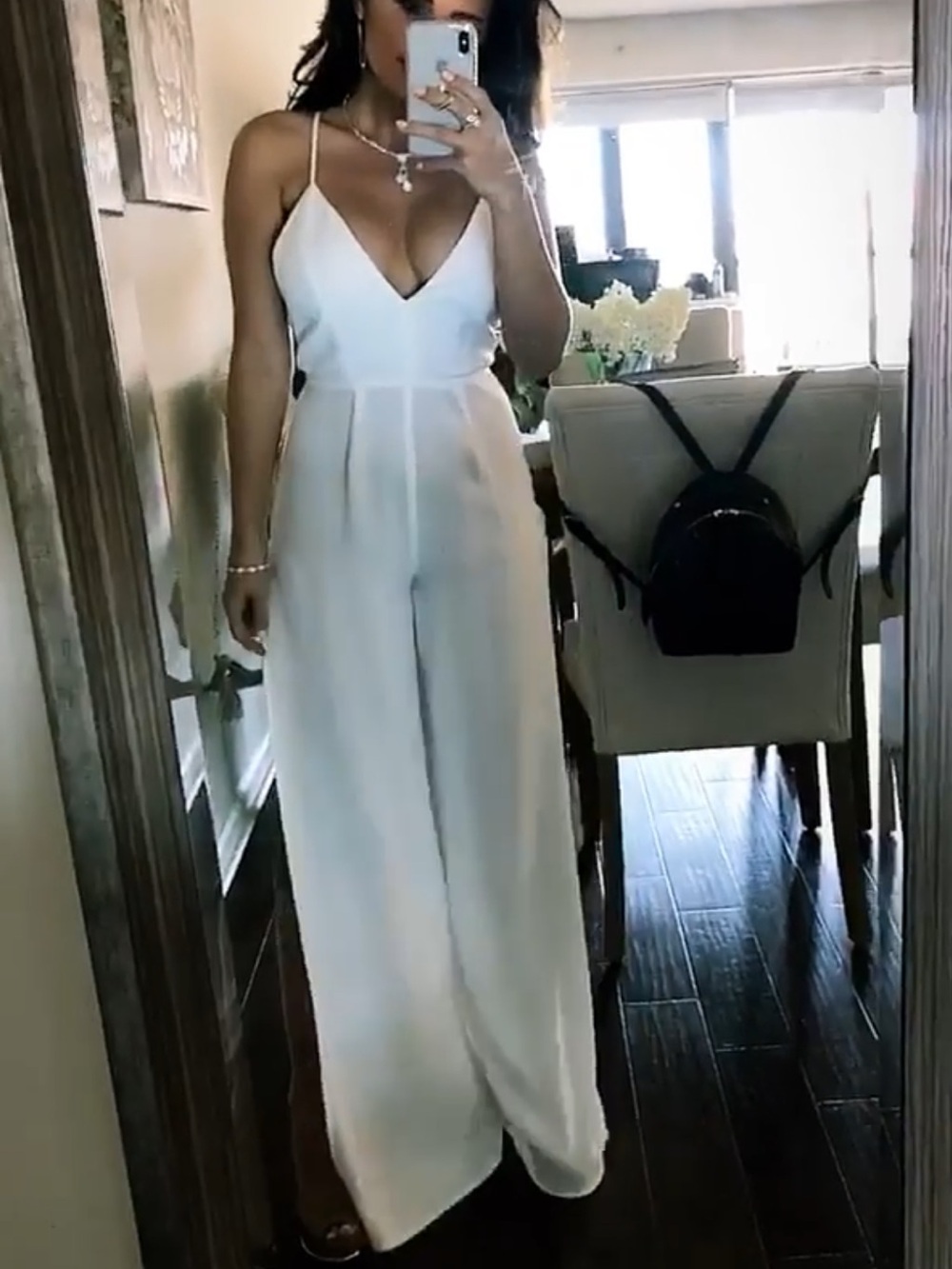 WHITE FOX BOUTIQUE Austin Split Wide Leg Jumpsuit White S - Picture 5 of 7